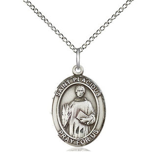 Sterling Silver Saint Placidus Medal Religious Jewelry Engraved Catholic Saint Jewelry