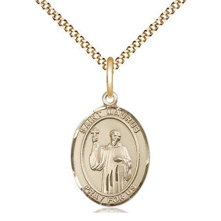 14kt Gold Filled Saint Maurus Medal Religious Jewelry Engraved Catholic Saint Jewelry