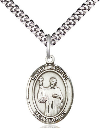 Pewter Saint Maurus Medal Religious Jewelry Engraved Catholic Saint Jewelry
