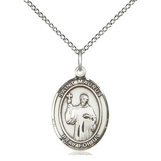 Sterling Silver Saint Maurus Medal Religious Jewelry Engraved Catholic Saint Jewelry