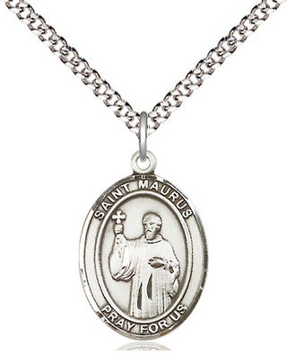 Sterling Silver Saint Maurus Medal Religious Jewelry Engraved Catholic Saint Jewelry