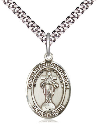 Pewter Our Lady of All Nations Medal Religious Jewelry Engraved Catholic Saint Jewelry