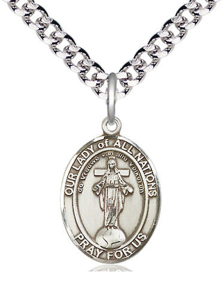 Pewter Our Lady of All Nations Medal Religious Jewelry Engraved Catholic Saint Jewelry