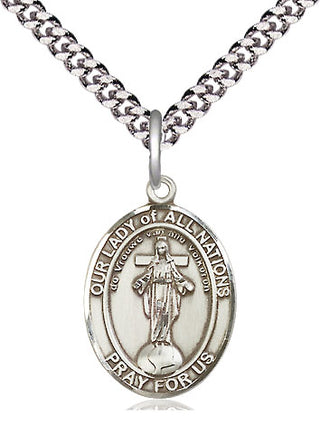 Pewter Our Lady of All Nations Medal Religious Jewelry Engraved Catholic Saint Jewelry