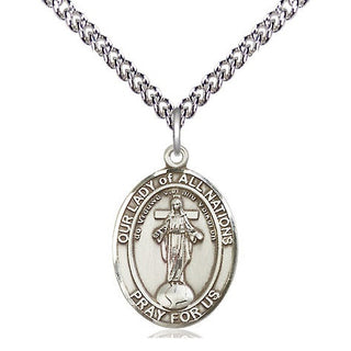 Sterling Silver Our Lady of All Nations Medal Religious Jewelry Engraved Catholic Saint Jewelry