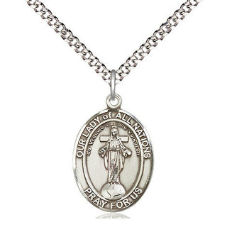 Sterling Silver Our Lady of All Nations Medal Religious Jewelry Engraved Catholic Saint Jewelry
