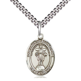 Sterling Silver Our Lady of All Nations Medal Religious Jewelry Engraved Catholic Saint Jewelry