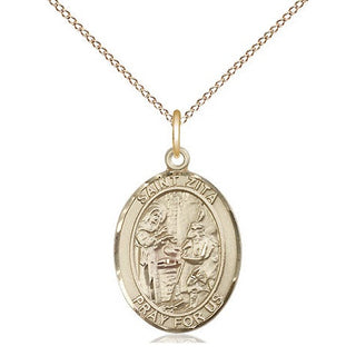 14kt Gold Filled Saint Zita Medal Religious Jewelry Engraved Catholic Saint Jewelry