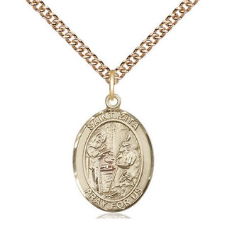 14kt Gold Filled Saint Zita Medal Religious Jewelry Engraved Catholic Saint Jewelry