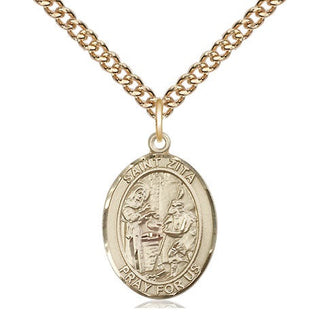 14kt Gold Filled Saint Zita Medal Religious Jewelry Engraved Catholic Saint Jewelry