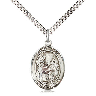 Pewter Saint Zita Medal Religious Jewelry Engraved Catholic Saint Jewelry