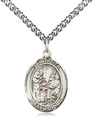Sterling Silver Saint Zita Medal Religious Jewelry Engraved Catholic Saint Jewelry