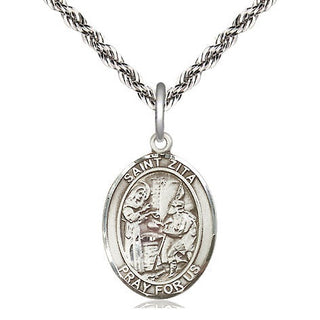 Sterling Silver Saint Zita Medal Religious Jewelry Engraved Catholic Saint Jewelry