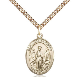 14kt Gold Filled Our Lady of Knock Medal Religious Jewelry Engraved Catholic Saint Jewelry