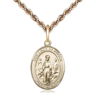 14kt Gold Our Lady of Knock Medal Engraved Catholic Saint Jewelry