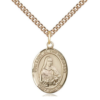 14kt Gold Filled Our Lady of the Railroad Medal Religious Jewelry Engraved Catholic Saint Jewelry