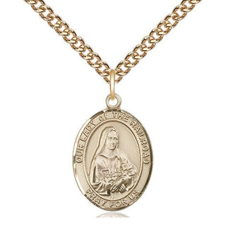 14kt Gold Filled Our Lady of the Railroad Medal Religious Jewelry Engraved Catholic Saint Jewelry