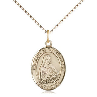 14kt Gold Our Lady of the Railroad Medal Engraved Catholic Saint Jewelry