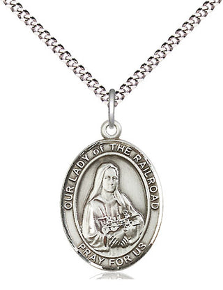Sterling Silver Our Lady of the Railroad Medal Religious Jewelry Engraved Catholic Saint Jewelry