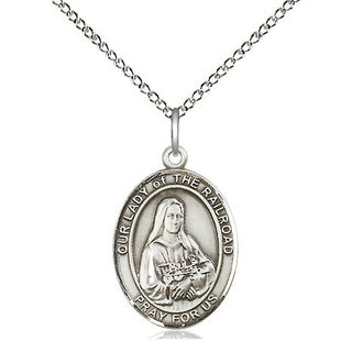 Sterling Silver Our Lady of the Railroad Medal Religious Jewelry Engraved Catholic Saint Jewelry