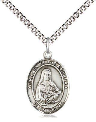 Sterling Silver Our Lady of the Railroad Medal Religious Jewelry Engraved Catholic Saint Jewelry