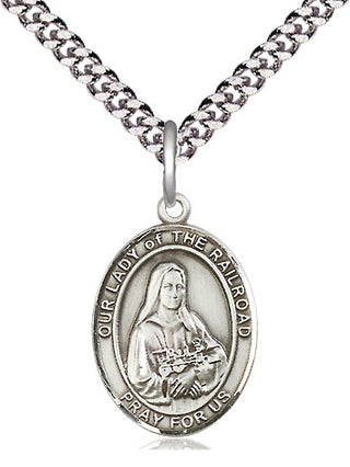 Sterling Silver Our Lady of the Railroad Medal Religious Jewelry Engraved Catholic Saint Jewelry