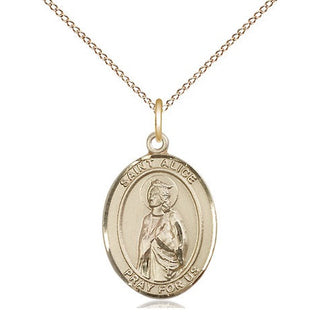 14kt Gold Filled Saint Alice Medal Religious Jewelry Engraved Catholic Saint Jewelry