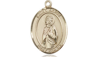 14kt Gold Saint Alice Medal Engraved Catholic Saint Jewelry