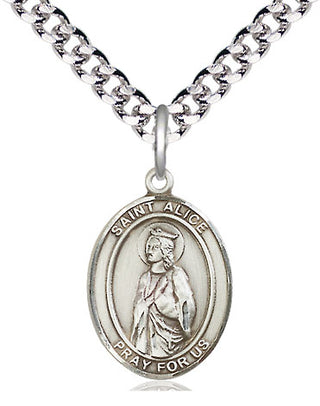 Pewter Saint Alice Medal Religious Jewelry Engraved Catholic Saint Jewelry