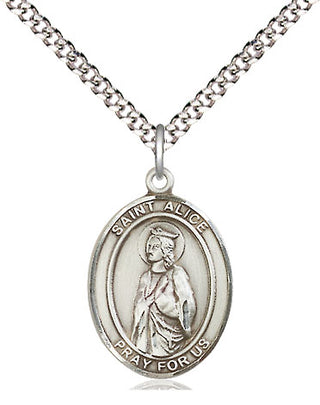 Pewter Saint Alice Medal Religious Jewelry Engraved Catholic Saint Jewelry