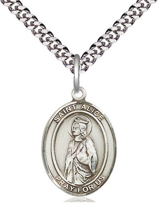 Pewter Saint Alice Medal Religious Jewelry Engraved Catholic Saint Jewelry