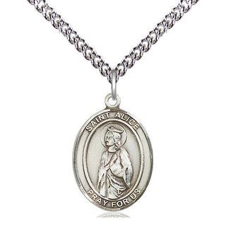 Sterling Silver Saint Alice Medal Religious Jewelry Engraved Catholic Saint Jewelry