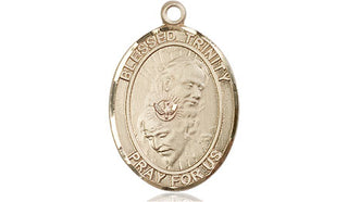14kt Gold Blessed Trinity Medal Engraved Catholic Saint Jewelry