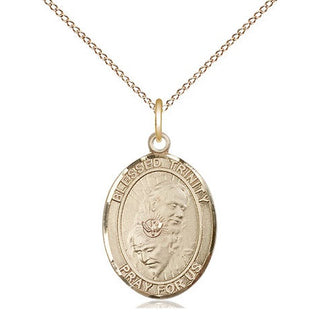 14kt Gold Blessed Trinity Medal Engraved Catholic Saint Jewelry