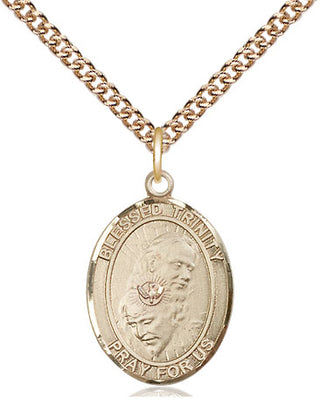 14kt Gold Blessed Trinity Medal Engraved Catholic Saint Jewelry