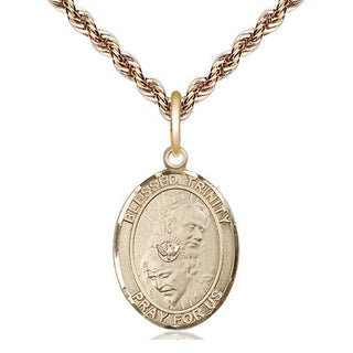 14kt Gold Blessed Trinity Medal Engraved Catholic Saint Jewelry