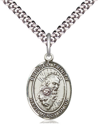 Pewter Blessed Trinity Medal Religious Jewelry Engraved Catholic Saint Jewelry