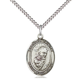 Sterling Silver Blessed Trinity Medal Religious Jewelry Engraved Catholic Saint Jewelry