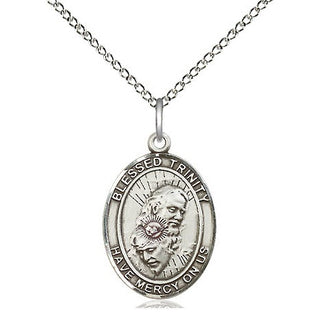 Sterling Silver Blessed Trinity Medal Religious Jewelry Engraved Catholic Saint Jewelry