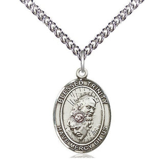 Sterling Silver Blessed Trinity Medal Religious Jewelry Engraved Catholic Saint Jewelry