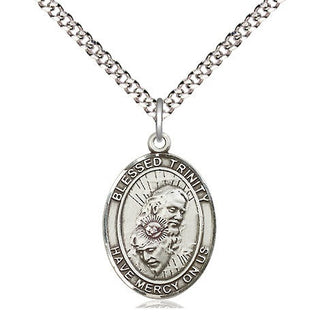 Sterling Silver Blessed Trinity Medal Religious Jewelry Engraved Catholic Saint Jewelry