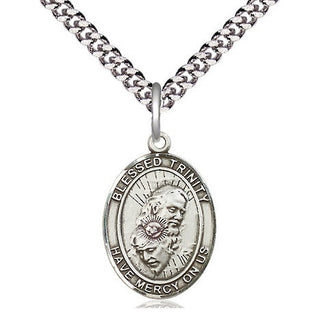 Sterling Silver Blessed Trinity Medal Religious Jewelry Engraved Catholic Saint Jewelry