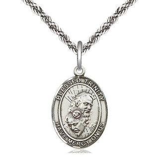 Sterling Silver Blessed Trinity Medal Religious Jewelry Engraved Catholic Saint Jewelry