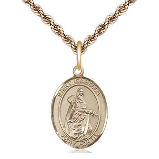 14kt Gold Filled Saint Isabella of Portugal Medal Religious Jewelry Engraved Catholic Saint Jewelry