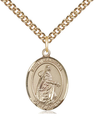 14kt Gold Saint Isabella of Portugal Medal Engraved Catholic Saint Jewelry