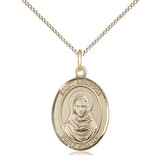 14kt Gold Saint Rebecca Medal Engraved Catholic Saint Jewelry