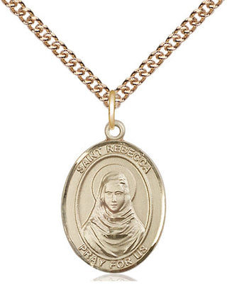 14kt Gold Saint Rebecca Medal Engraved Catholic Saint Jewelry