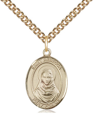 14kt Gold Saint Rebecca Medal Engraved Catholic Saint Jewelry