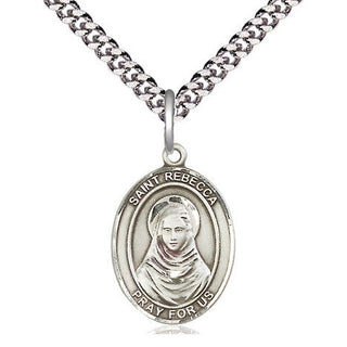 Pewter Saint Rebecca Medal Religious Jewelry Engraved Catholic Saint Jewelry