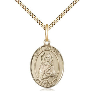 14kt Gold Filled Saint Victoria Medal Religious Jewelry Engraved Catholic Saint Jewelry